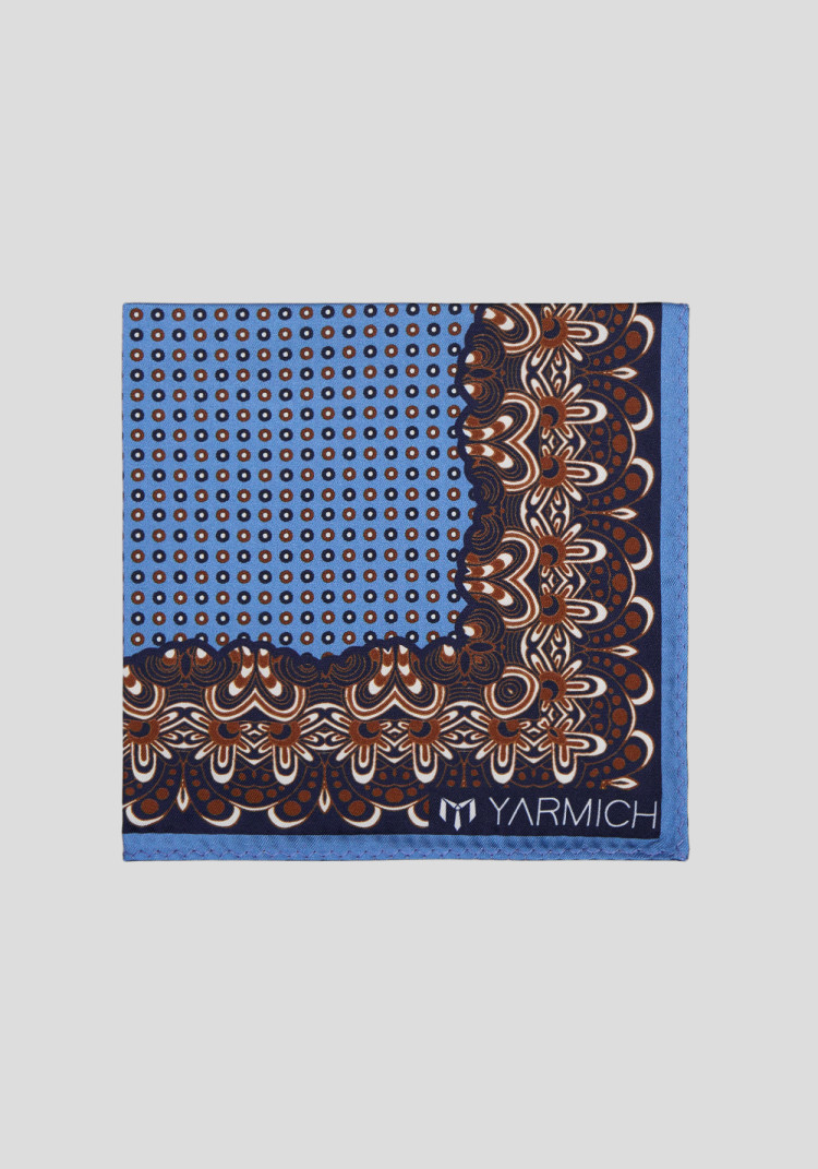 ЧОЛОВІЧА ХУСТИНКА СИНЯ В КОРИЧНЕВИЙ ПРИНТ