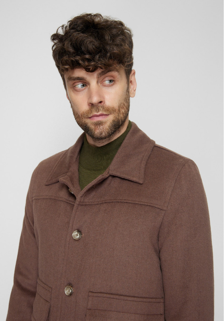 ЧОЛОВІЧА КУРТКА КОРИЧНЕВА ОДНОТОННА, Фото 1