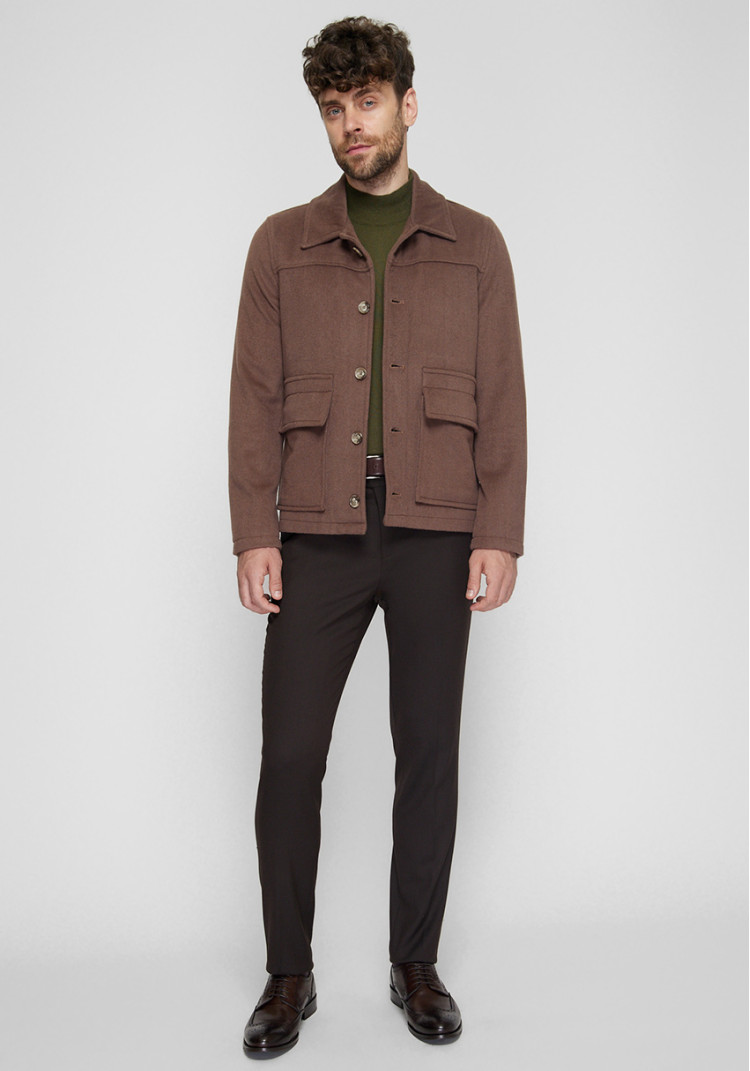 ЧОЛОВІЧА КУРТКА КОРИЧНЕВА ОДНОТОННА, Фото 2