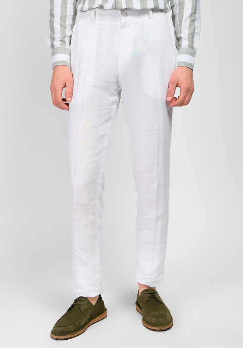 ЧОЛОВІЧІ БРЮКИ БІЛІ ОДНОТОННІ ЛЛЯНІ