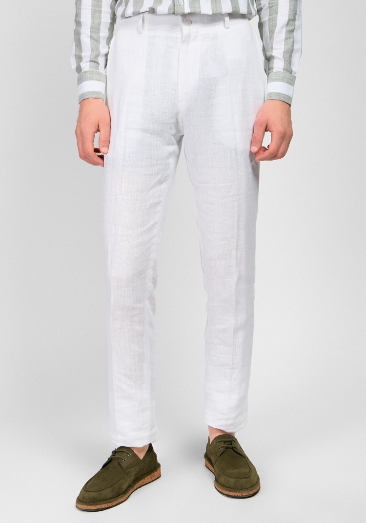 ЧОЛОВІЧІ БРЮКИ БІЛІ ОДНОТОННІ ЛЛЯНІ