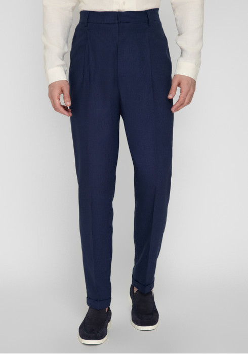 ЧОЛОВІЧІ БРЮКИ ТЕМНО-СИНІ ЛЛЯНІ