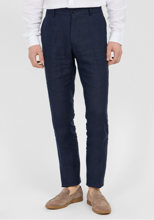 ЧОЛОВІЧІ БРЮКИ ТЕМНО-СИНІ ЛЛЯНІ