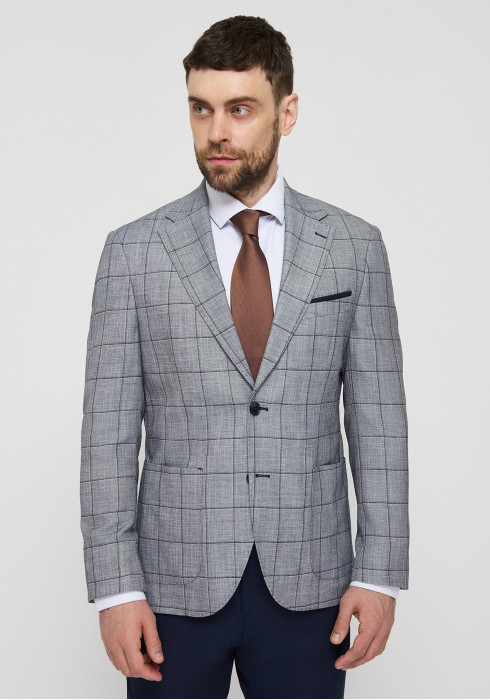 ЧОЛОВІЧИЙ КОСТЮМ ЛЛЯНИЙ СВІТЛО-СИНІЙ В КЛІТИНКУ