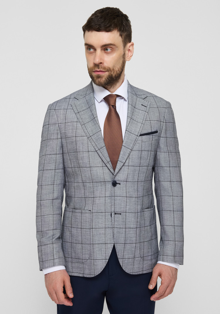 ЧОЛОВІЧИЙ КОСТЮМ ЛЛЯНИЙ СВІТЛО-СИНІЙ В КЛІТИНКУ