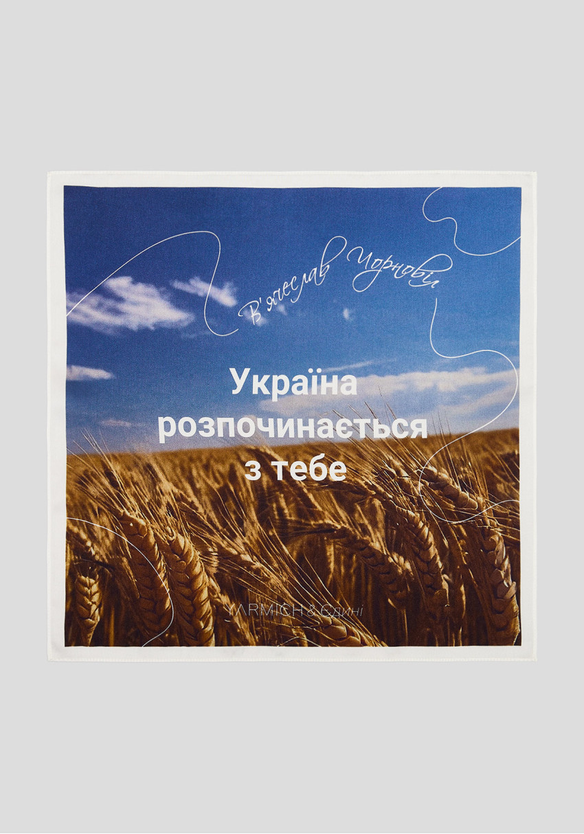 КЛАСИЧНА ЧОЛОВІЧА ХУСТИНКА ЖОВТО-БЛАКИТНА ЧОРНОВІЛ, Фото 1