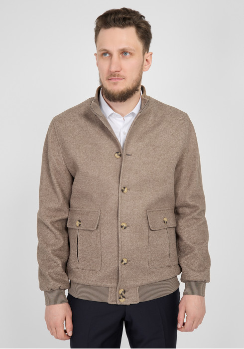 КЛАСИЧНА ЧОЛОВІЧА КУРТКА-БОМБЕР БЕЖЕВА