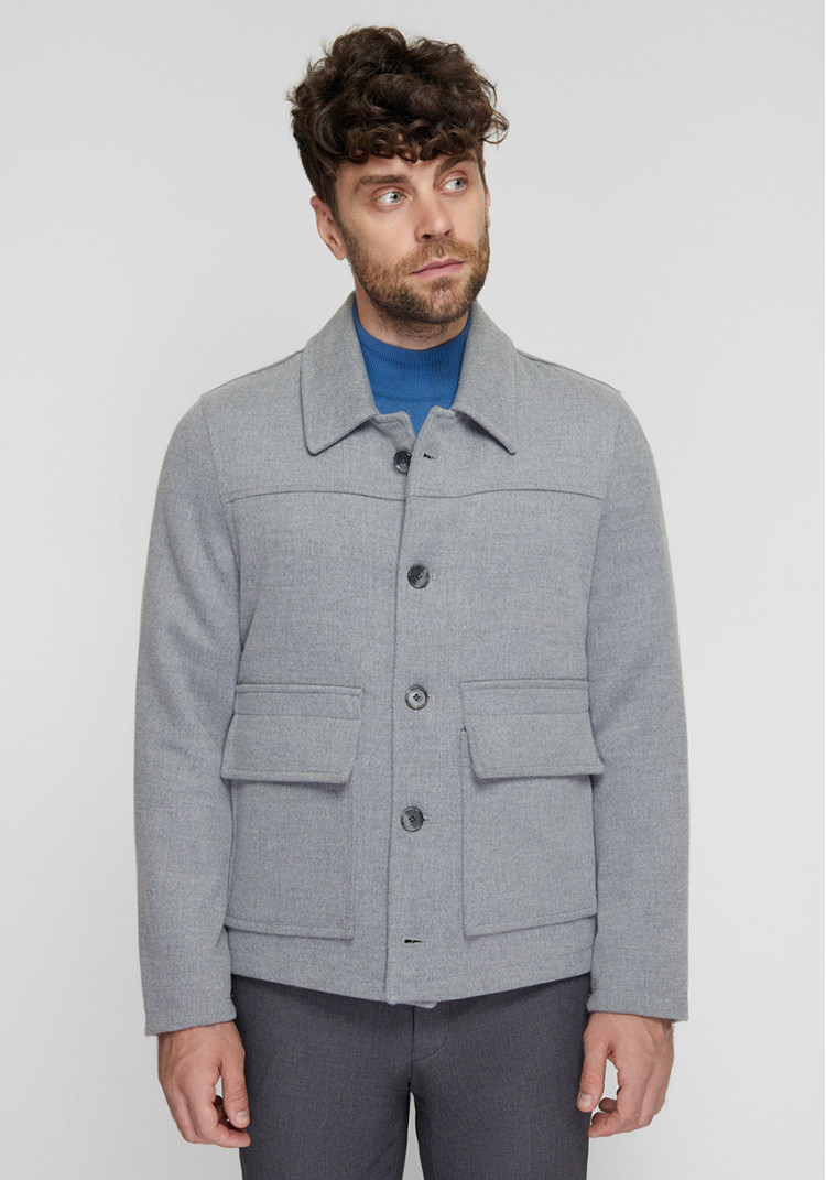 КЛАСИЧНА ЧОЛОВІЧА КУРТКА СІРА ОДНОТОННА