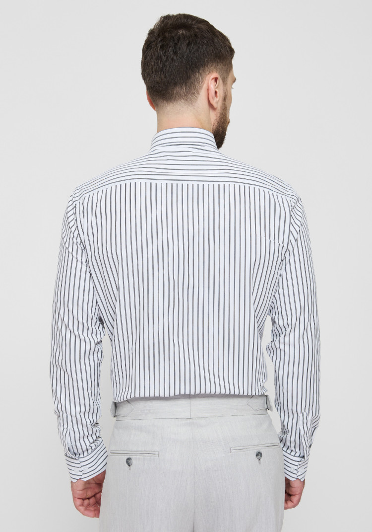 CLASSIC MEN'S WHITE SHIRT WITH BLACK STRIPE UNDER TIE, Photo 3
