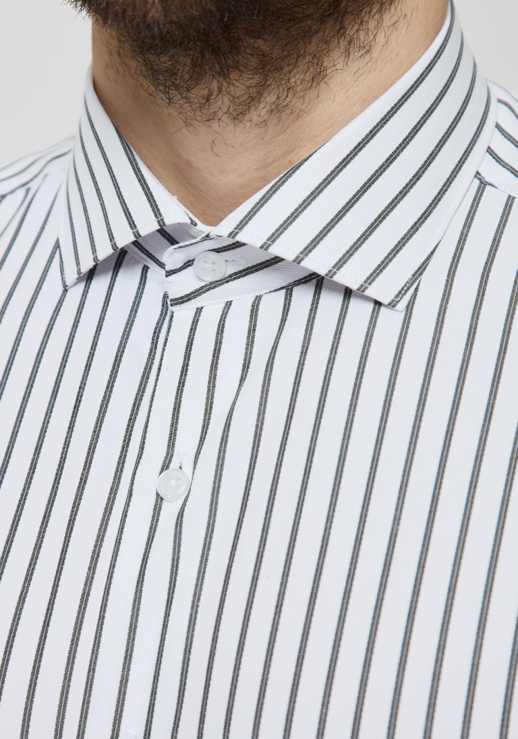 CLASSIC MEN'S WHITE SHIRT WITH BLACK STRIPE UNDER TIE, Photo 4