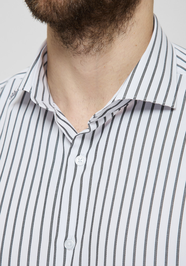 CLASSIC MEN'S WHITE SHIRT WITH BLACK STRIPE UNDER TIE, Photo 5