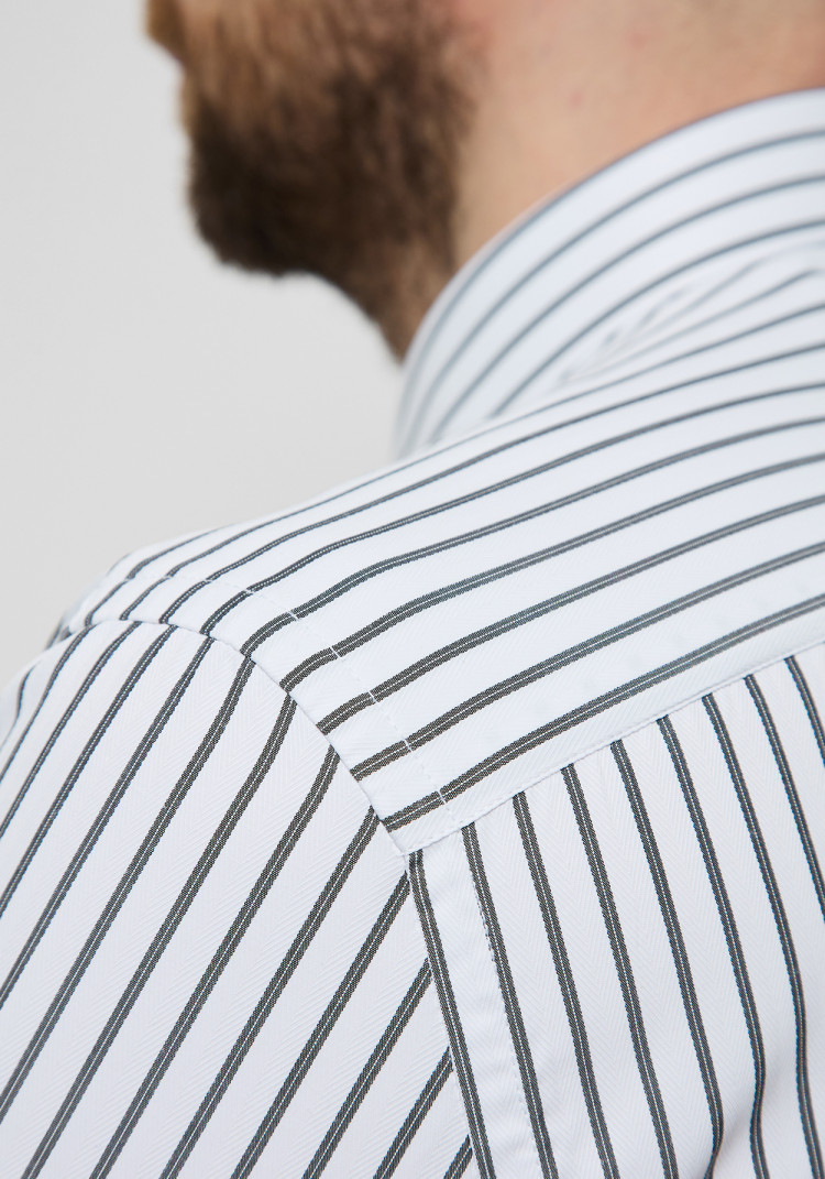 CLASSIC MEN'S WHITE SHIRT WITH BLACK STRIPE UNDER TIE, Photo 6