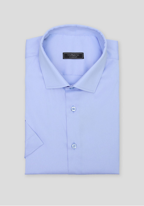 КЛАСИЧНА ЧОЛОВІЧА СОРОЧКА БЛАКИТНА ПІД КРАВАТКУ З КОРОТКИМ РУКАВОМ