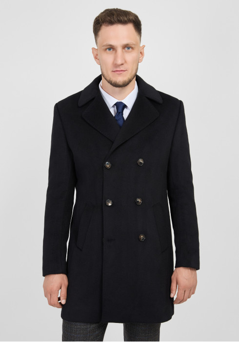 КЛАСИЧНЕ ЧОЛОВІЧЕ ПАЛЬТО ДВОБОРТНЕ ЧОРНЕ