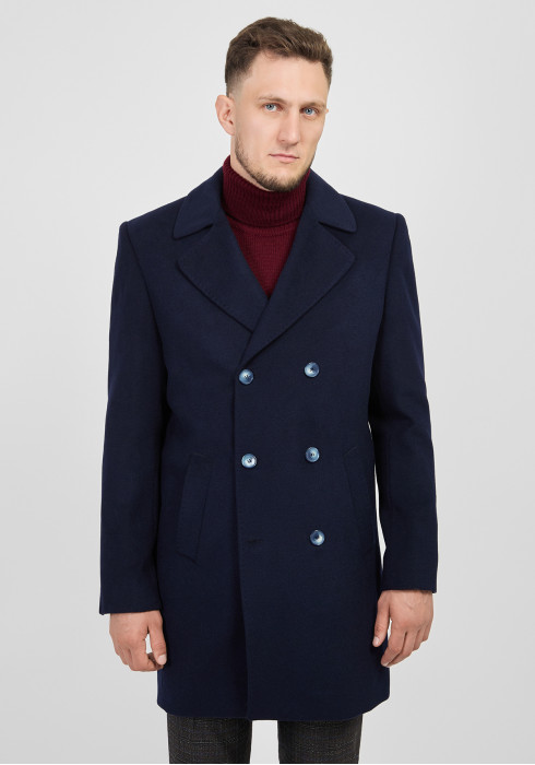 КЛАСИЧНЕ ЧОЛОВІЧЕ ПАЛЬТО ДВОБОРТНЕ ТЕМНО-СИНЄ