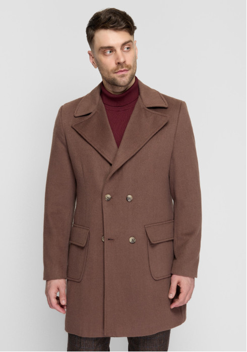 КЛАСИЧНЕ ЧОЛОВІЧЕ ПАЛЬТО КОРИЧНЕВЕ ДВОБОРТНЕ