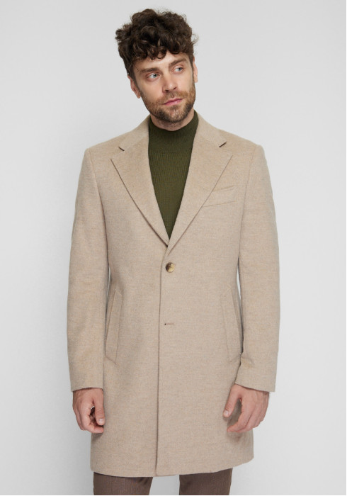 КЛАСИЧНЕ ЧОЛОВІЧЕ ПАЛЬТО ОДНОБОРТНЕ БЕЖЕВЕ