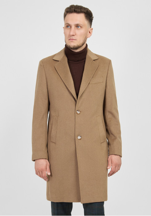 КЛАСИЧНЕ ЧОЛОВІЧЕ ПАЛЬТО ОДНОБОРТНЕ БЕЖЕВЕ
