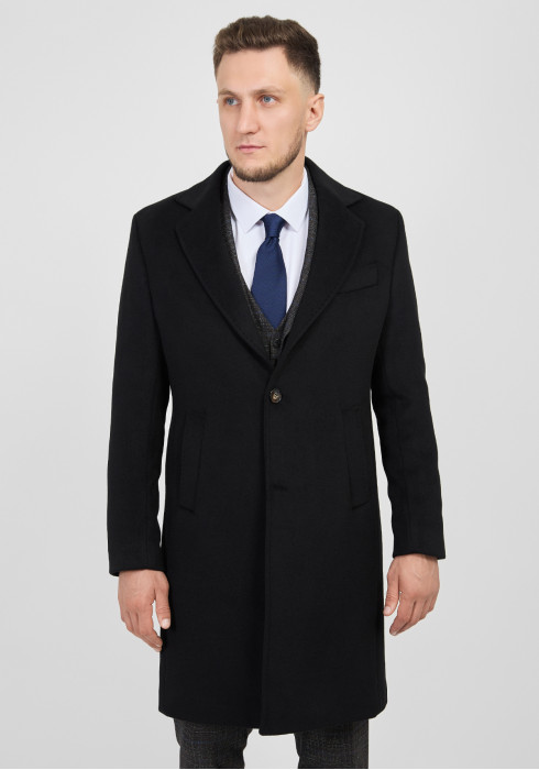 КЛАСИЧНЕ ЧОЛОВІЧЕ ПАЛЬТО ОДНОБОРТНЕ ЧОРНЕ