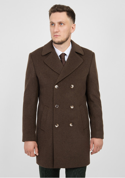 КЛАСИЧНЕ ЧОЛОВІЧЕ ПАЛЬТО ДВОБОРТНЕ КОРИЧНЕВЕ