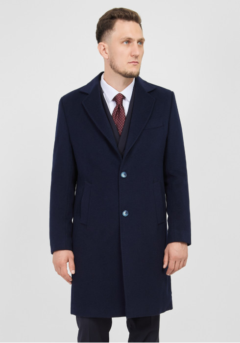 КЛАСИЧНЕ ЧОЛОВІЧЕ ПАЛЬТО ОДНОБОРТНЕ СИНЄ