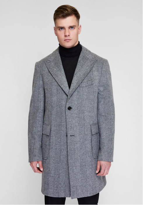 КЛАСИЧНЕ ЧОЛОВІЧЕ ПАЛЬТО ОДНОБОРТНЕ СІРЕ