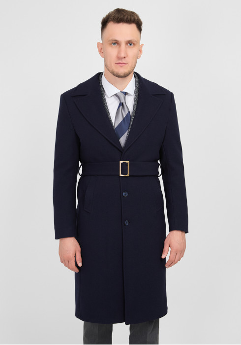 КЛАСИЧНЕ ЧОЛОВІЧЕ ПАЛЬТО ОДНОБОРТНЕ ТЕМНО-СИНЄ