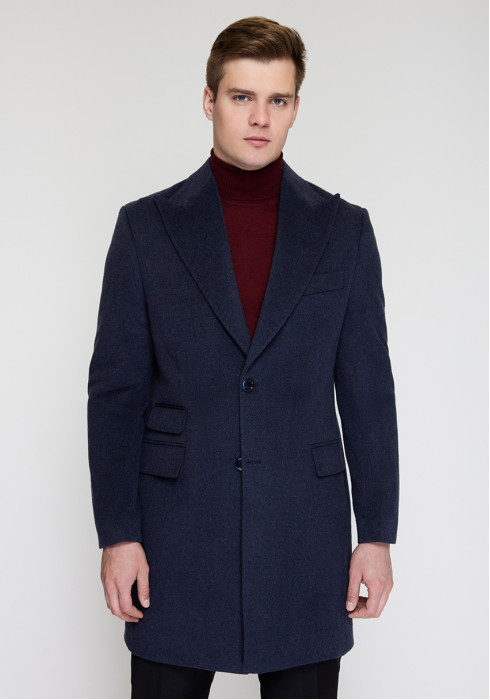 КЛАСИЧНЕ ЧОЛОВІЧЕ ПАЛЬТО ОДНОБОРТНЕ ТЕМНО-СИНЄ