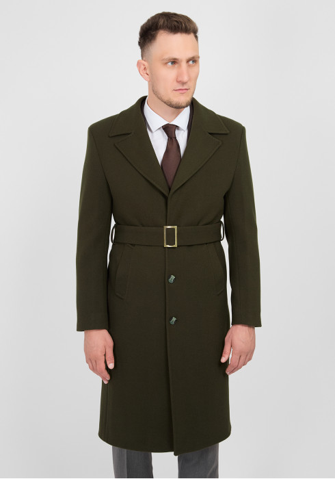 КЛАСИЧНЕ ЧОЛОВІЧЕ ПАЛЬТО ОДНОБОРТНЕ ТЕМНО-ЗЕЛЕНЕ