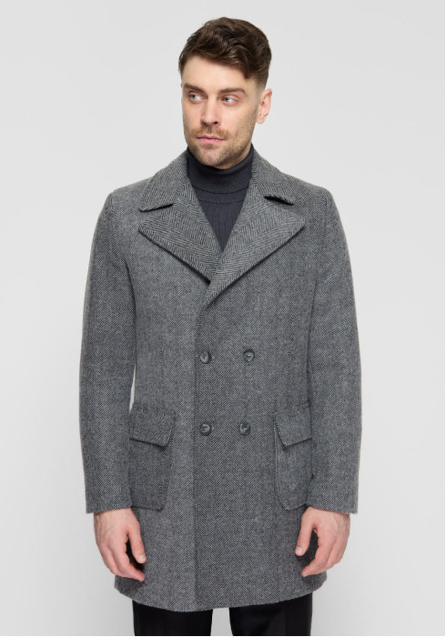 КЛАСИЧНЕ ЧОЛОВІЧЕ ПАЛЬТО СІРЕ ДВОБОРТНЕ