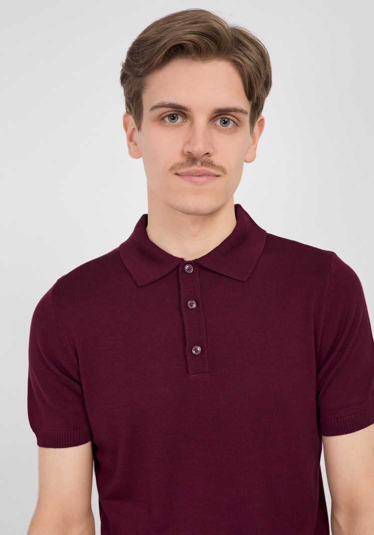 CLASSIC MEN'S BURGUNDY POLO WITH BUTTONS, Photo 1