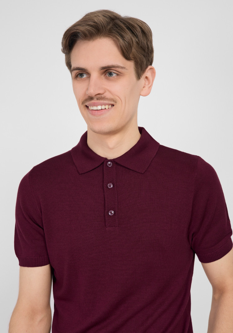 CLASSIC MEN'S BURGUNDY POLO WITH BUTTONS, Photo 2
