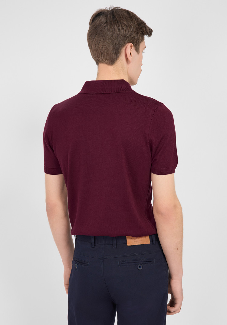 CLASSIC MEN'S BURGUNDY POLO WITH BUTTONS, Photo 3