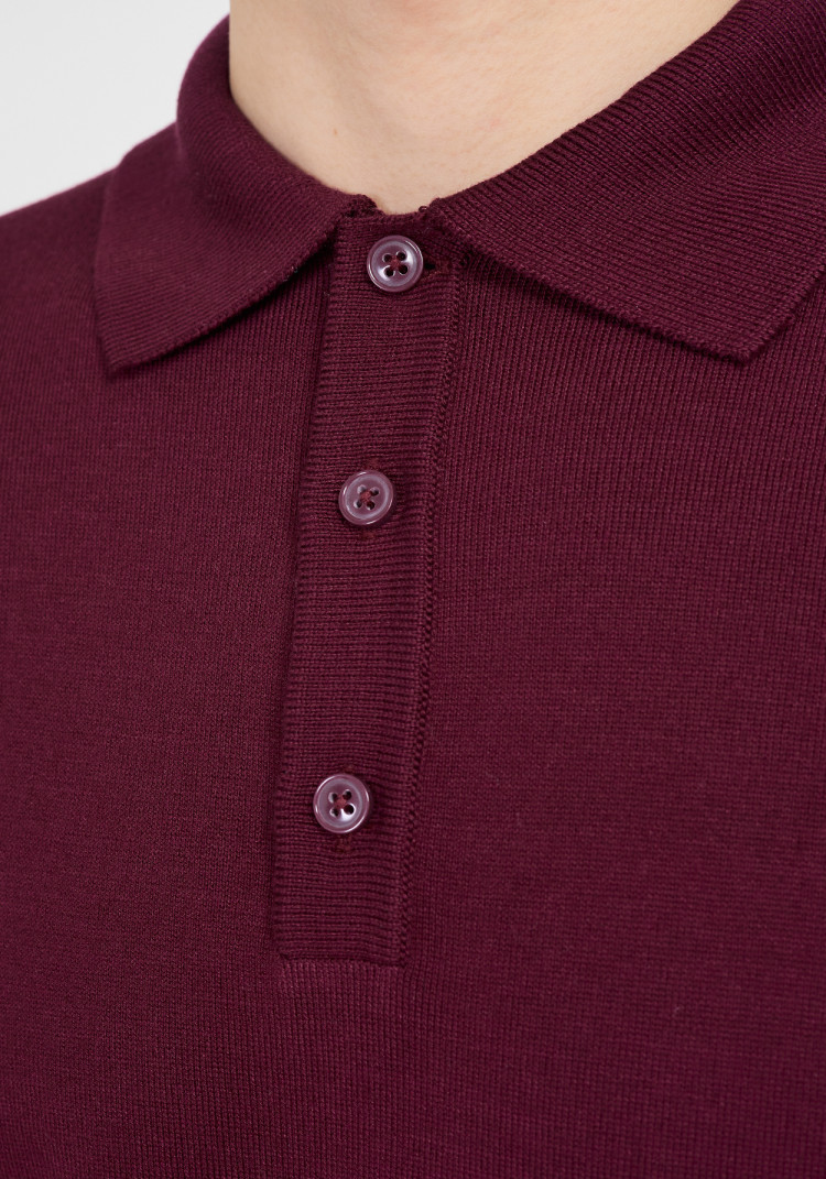 CLASSIC MEN'S BURGUNDY POLO WITH BUTTONS, Photo 4