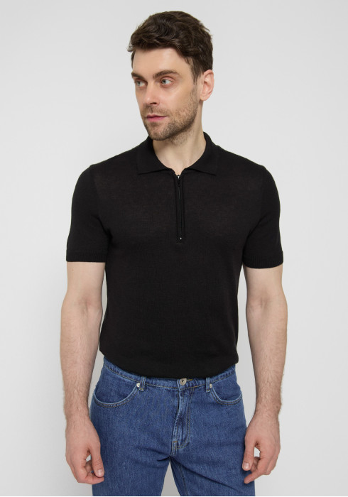 КЛАСИЧНЕ ЧОЛОВІЧЕ ПОЛО ЧОРНЕ НА БЛИСКАВЦІ