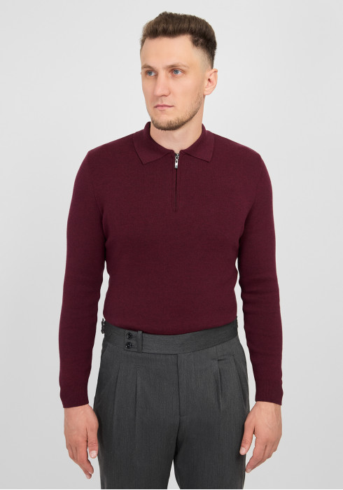 КЛАСИЧНЕ ЧОЛОВІЧЕ ПОЛО ДОВГИЙ РУКАВ БОРДОВЕ