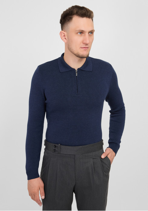 КЛАСИЧНЕ ЧОЛОВІЧЕ ПОЛО ДОВГИЙ РУКАВ ТЕМНО-СИНЄ