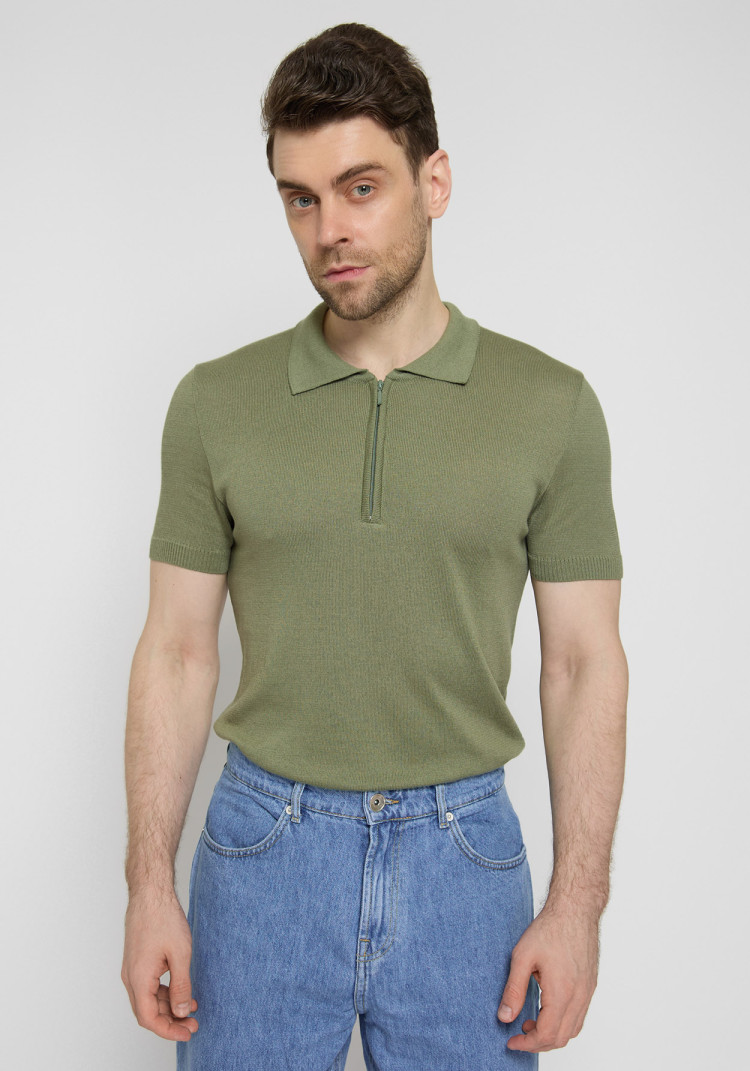 КЛАСИЧНЕ ЧОЛОВІЧЕ ПОЛО ОЛИВКОВЕ НА БЛИСКАВЦІ