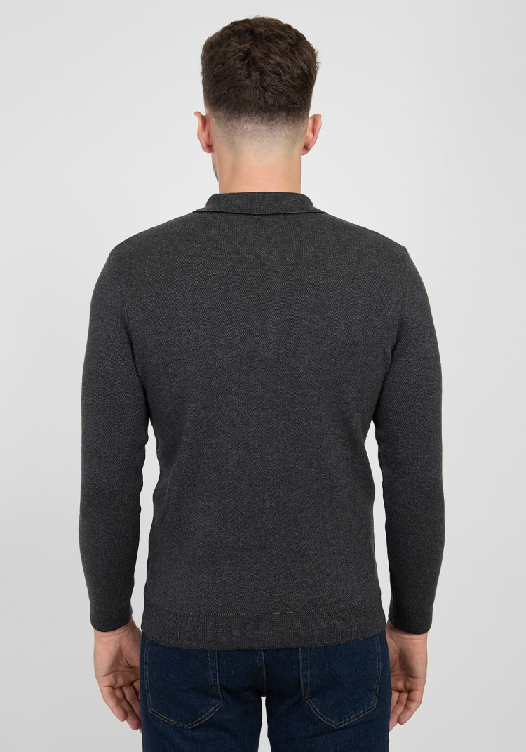 КЛАСИЧНЕ ЧОЛОВІЧЕ ПОЛО ТЕМНО-СІРЕ ДОВГИЙ РУКАВ, Фото 2