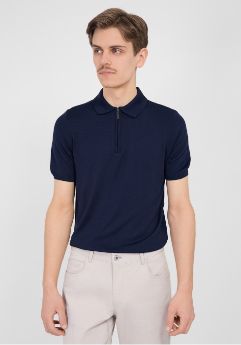 КЛАССИЧЕСКОЕ МУЖСКОЕ ПОЛО ТЕМНО-СИНЕЕ НА МОЛНИИ
