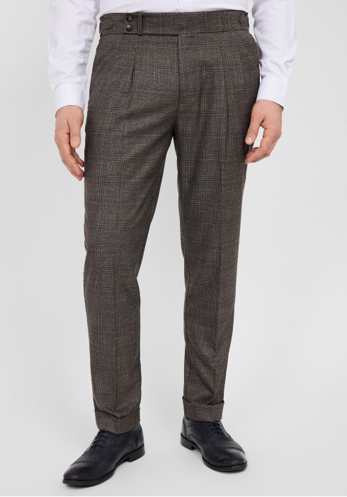 КЛАСИЧНІ ЧОЛОВІЧІ БРЮКИ КОРИЧНЕВІ В КЛІТИНКУ