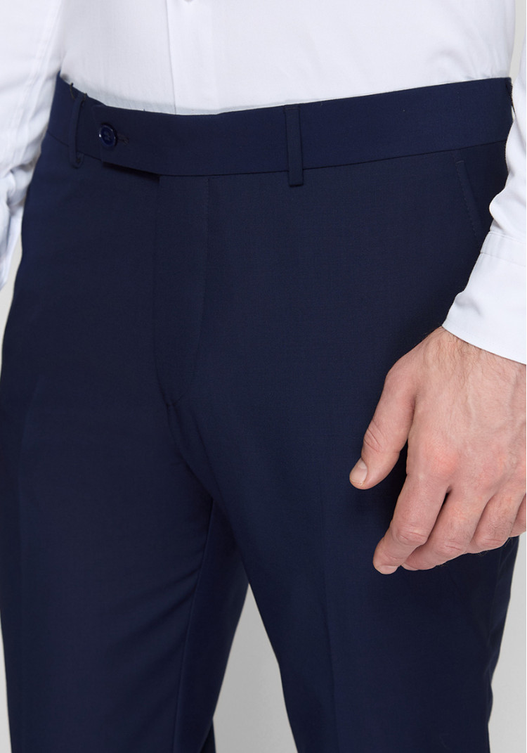 КЛАСИЧНІ ЧОЛОВІЧІ БРЮКИ СИНІ ОДНОТОННІ SLIM FIT, Фото 1