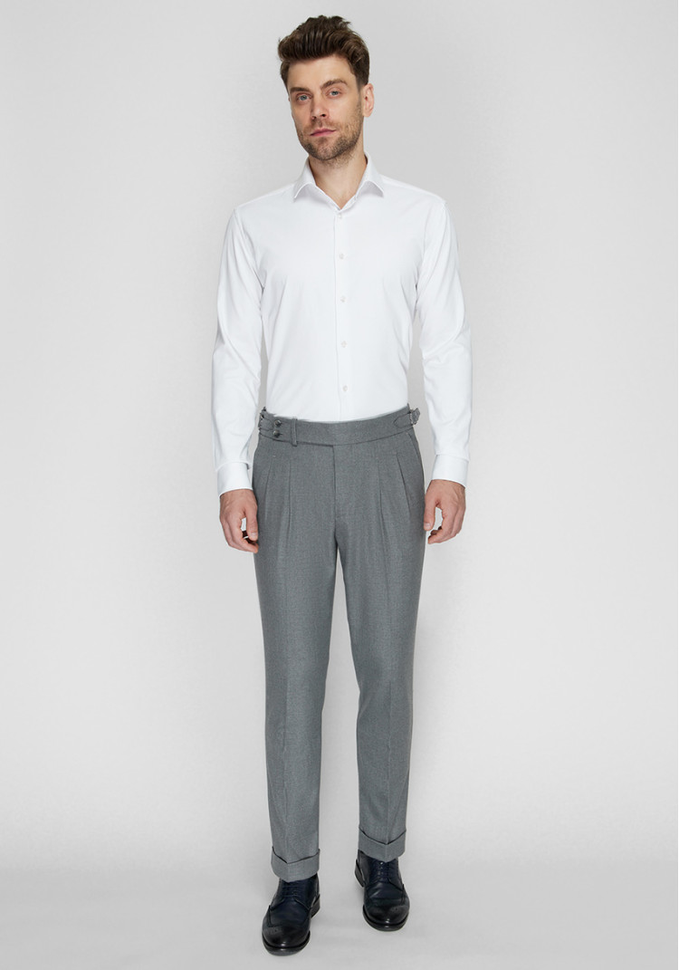 CLASSIC MEN'S TROUSERS GRAY SOLID, Photo 2