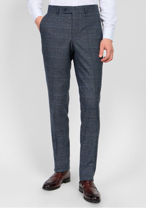 КЛАСИЧНІ ЧОЛОВІЧІ БРЮКИ ТЕМНО-СИНІ В КЛІТИНКУ