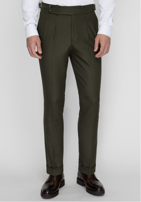 КЛАСИЧНІ ЧОЛОВІЧІ БРЮКИ ТЕМНО-ЗЕЛЕНІ ОДНОТОННІ