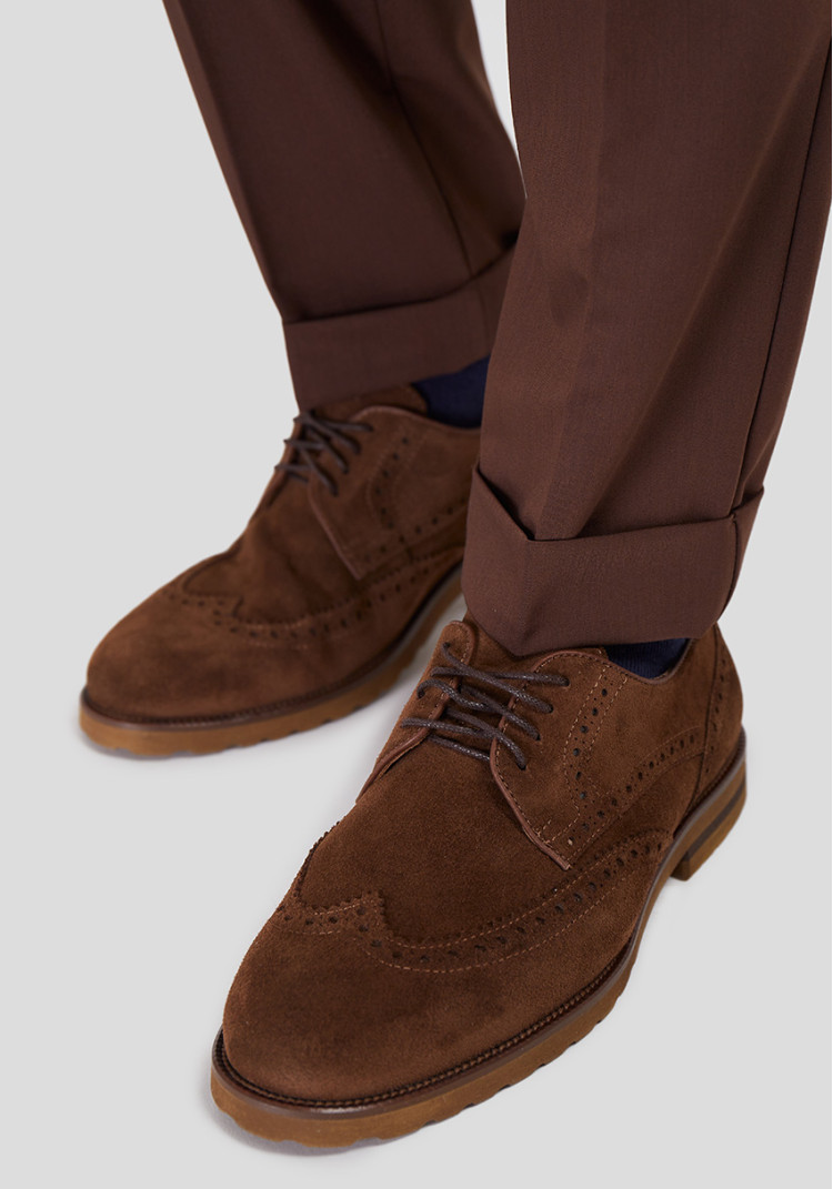 КЛАСИЧНІ ЧОЛОВІЧІ ДЕРБІ БРОГОВАНІ ЗАМШЕВІ КОРИЧНЕВІ, Фото 1