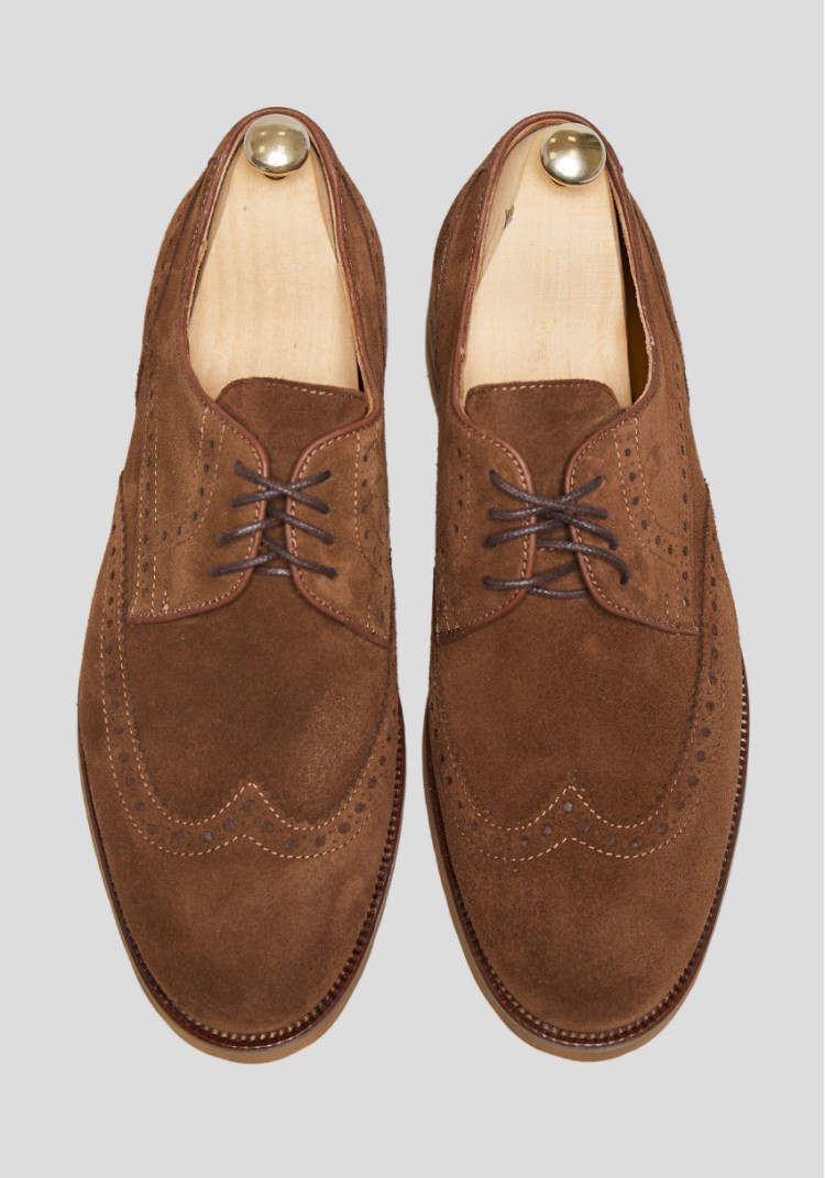 КЛАСИЧНІ ЧОЛОВІЧІ ДЕРБІ БРОГОВАНІ ЗАМШЕВІ КОРИЧНЕВІ, Фото 4