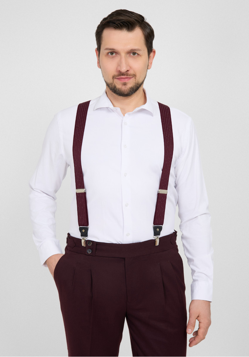 КЛАСИЧНІ ЧОЛОВІЧІ ПІДТЯЖКИ БОРДОВІ В КРАПКУ, Фото 1