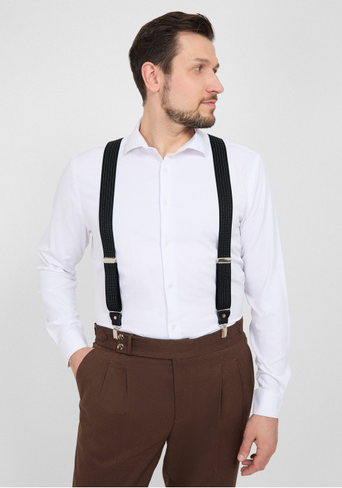 КЛАСИЧНІ ЧОЛОВІЧІ ПІДТЯЖКИ ЧОРНІ В КРАПКУ