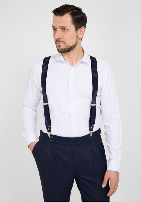 КЛАСИЧНІ ЧОЛОВІЧІ ПІДТЯЖКИ ТЕМНО-СИНІ В КРАПКУ